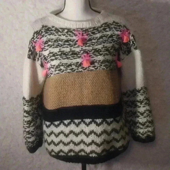 Anthropologie Veroalfie Martuchi Tasseled Loose Knit Sweater - Picture 4 of 11